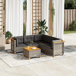 vidaXL Salon de jardin 6 pcs avec coussins gris résine tressée