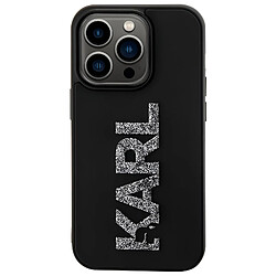 Karl Lagerfeld Coque pour iPhone 15 Pro Max Dos Effet Cuir Bords Rehaussés Noir