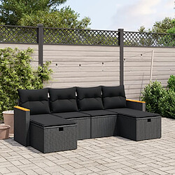 Maison Chic Ensemble Tables et chaises d'extérieur 6pcs avec coussins,Salon de jardin noir résine tressée -GKD177569