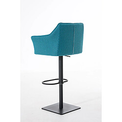 Acheter Decoshop26 Tabouret de bar chaise haute de comptoir couture carrées assise en tissu turquoise cadre en métal noir 10_0004700