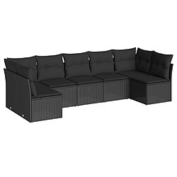 Maison Chic Salon de jardin 7 pcs avec coussins | Ensemble de Table et chaises | Mobilier d'Extérieur noir résine tressée -GKD14905