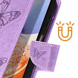 Acheter Avizar Pochette Folio pour Galaxy A14 4G et 5G Motif Papillon Support Vidéo Violet