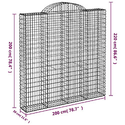 vidaXL Paniers à gabions arqués 8 pcs 200x30x200/220 cm fer galvanisé pas cher