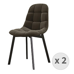 Moloo STELLIA-Chaise en Velours Gris Taupe et métal noir (x2)