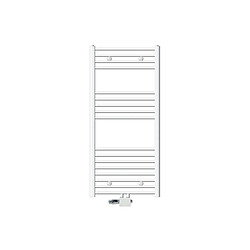 ECD Germany Radiateur Design Sahara Non Electrique - 600 x 1200 mm - Blanc - Connexion Central - avec Kit de Raccordement Universal et Thermostat - Forme Droit - Sèche-Serviettes pour Salle de Bain 