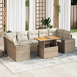 vidaXL Salon de jardin avec coussins 8 pcs beige résine tressée