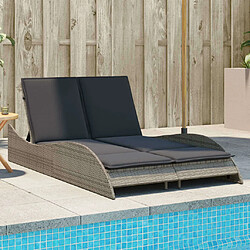 Maison Chic Chaise longue avec coussins, Transats, Bain de Soleil gris 114x205x73 cm résine tressée