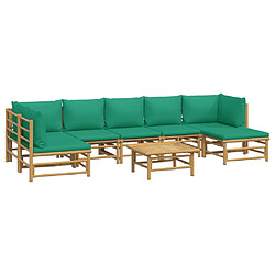 Avis Maison Chic Salon de jardin 8 pcs + coussins - Mobilier/Meubles de jardin - Table et chaises d'extérieur vert bambou -MN49698