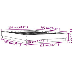 Vidaxl Cadre de lit chêne sonoma 120x190 cm bois d'ingénierie pas cher