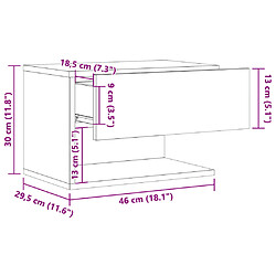 vidaXL Table de chevet murale chêne artisanal pas cher