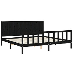 Maison Chic Lit adulte - Cadre Structure de lit avec tête de lit Contemporain noir 200x200 cm bois massif -MN45336 pas cher