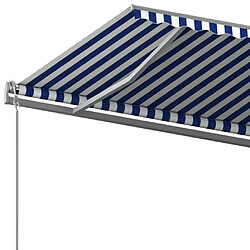 Maison Chic Store banne | Auvent rétractable de porte | Marquise Brise-soleil automatique avec poteaux 5x3 m Bleu et blanc -GKD18187 pas cher