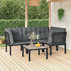 vidaXL Salon de jardin 5 pcs noir et gris résine tressée