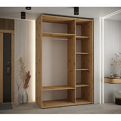 Avis Abiks Meble Armoire à portes coulissantes Davos 3 235.2 x 150 x 60 3 portes coulissante (Chêne artisan/Noir/Argent)