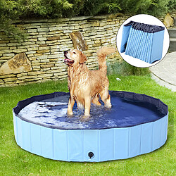 Pawhut Piscine pour chien bassin PVC pliable anti-glissant facile à nettoyer diamètre 160 cm hauteur 30 cm bleu