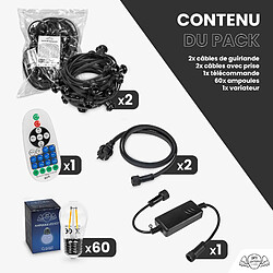 Acheter SkyLantern Guirlande Guinguette 20M Filament LED 60 Bulbes Dimmables Avec Variateur et Télécommande