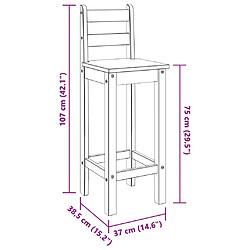 vidaXL Chaises de bar lot de 2 blanc bois de pin solide pas cher