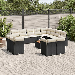 Maison Chic Salon de jardin avec coussins 13 pcs, Ensemble Tables et chaises de jardin, noir résine tressée -GKD122824