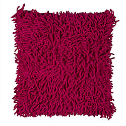 Thedecofactory SHAGGY DISCO - Coussin en coton seventies framboise 40x40