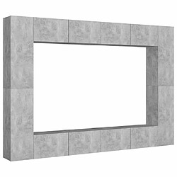 Maison Chic Ensemble de meubles TV 8 pcs | Banc TV Moderne pour salon | Meuble de Rangement - Gris béton Aggloméré -MN50668