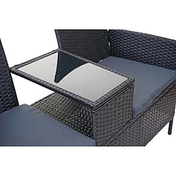 Acheter Mendler Banc avec table en polyrotin HWC-E24, banquette de jardin, meuble de jardin 132cm ~ noir, coussin gris foncé