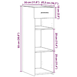 vidaXL Buffet sonoma gris 30x42,5x93 cm bois d'ingénierie pas cher