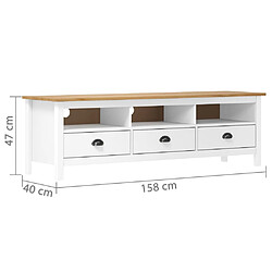 Avis vidaXL Meuble TV Hill Range Blanc 158x40x47 cm Bois de pin solide