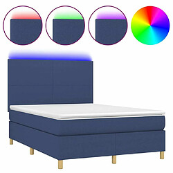 Maison Chic Lit adulte- Lit + matelas,Sommier à lattes de lit et matelas et LED Bleu 140x190 cm Tissu -GKD69324