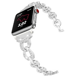 Wewoo Bracelet de montre VO en forme de 8 acier inoxydable massif serti de diamants pour Apple Watch séries 3 et 2 et 1 42 mm Argent