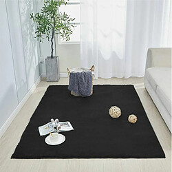 Sensoo Tapis décoratif pour salon, chambre à coucher, chambre d'enfant | Tapis moelleux | Moderne | Poils longs | Super doux | Qualité supérieure | Uni | Antidérapant (Noir, 200 x 290 cm)