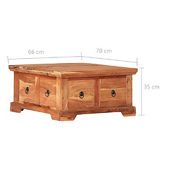 vidaXL Table basse 66x70x35 cm Bois solide d'acacia pas cher