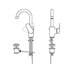 Ideal Standard Robinet/Mitigeur de lavabo ceraflex avec bec haut - + Métal train Bouton de vidange G1 ¼, fixation par le dessous, bec tube orientable avec mousseur - saillie 146 mm, hauteur 191 mm Chromé