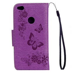 Avis Wewoo Housse Étui Violet pour Huawei P8 Lite 2017 Papillons Gaufrage en cuir flip horizontale avec support & Slots de cartes Portefeuille & Longe