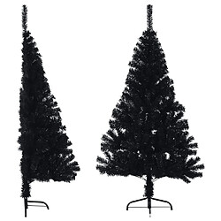 vidaXL Demi sapin de Noël artificiel avec support Noir 150 cm PVC