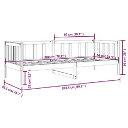 vidaXL Lit de jour sans matelas noir 80x200 cm bois de pin massif pas cher