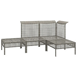 Acheter Maison Chic Salon de jardin 4 pcs + coussins - Mobilier/Meubles de jardin - Table et chaises d'extérieur Gris Résine tressée -MN15839