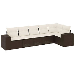 vidaXL Salon de jardin avec coussins 6 pcs marron résine tressée