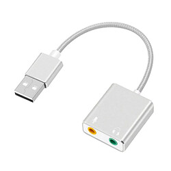 Adaptateur audio Carte son externe stéréo USB pour casque 3,5 mm, blanc