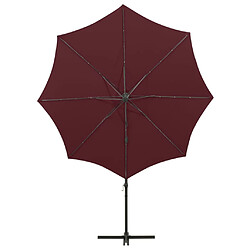 Helloshop26 Parasol meuble de jardin déporté avec mât et lumières led rouge 300 cm bordeaux 02_0008528 pas cher