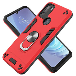 Coque en TPU antichoc, hybride avec béquille à anneau rotatif rouge pour votre Motorola Moto G50