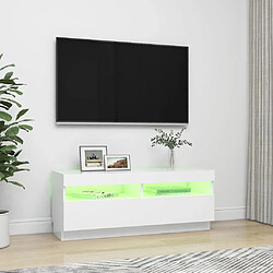 Avis vidaXL Meuble TV avec lumières LED Blanc 100x35x40 cm