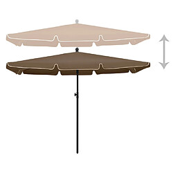 Avis Helloshop26 Parasol de jardin avec mât 210 x 140 cm taupe 02_0008329