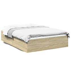 Vidaxl Cadre de lit chêne sonoma 120x190 cm bois d'ingénierie