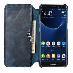 Acheter Wewoo Housse Coque Pour Galaxy S8 Plus Denior Oil Wax Cuir de vachette Étui en à rabat horizontal simple avec fentes cartes et portefeuille bleu foncé