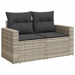 Acheter vidaXL Salon de jardin avec coussins 7 pcs gris clair résine tressée