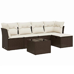 vidaXL Salon de jardin avec coussins 6 pcs marron résine tressée