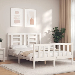 Maison Chic Cadre/structure de lit avec tête de lit pour adulte - Lit Moderne Chambre blanc 120x200 cm bois massif -MN69798