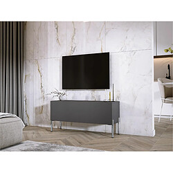 3XELIVING Meuble TV en couleur Noir mat / Noir brillant avec pieds droits en chrome, D: l : 100 cm, H : 52 cm, P : 32 cm