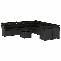 Maison Chic Salon de jardin 11 pcs avec coussins | Ensemble de Table et chaises | Mobilier d'Extérieur noir résine tressée -GKD94112