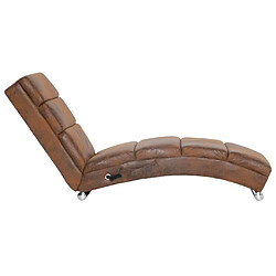 Avis Maison Chic Chaise longue de massage| Bain de soleil Relax | Transat Marron Similicuir daim -GKD11257